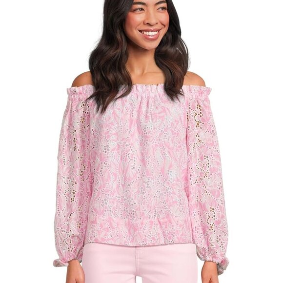 NWT Lilly Pulitzer Jamielyn Top Rousseau Pink Tulip To Tango S - Picture 1 of 1